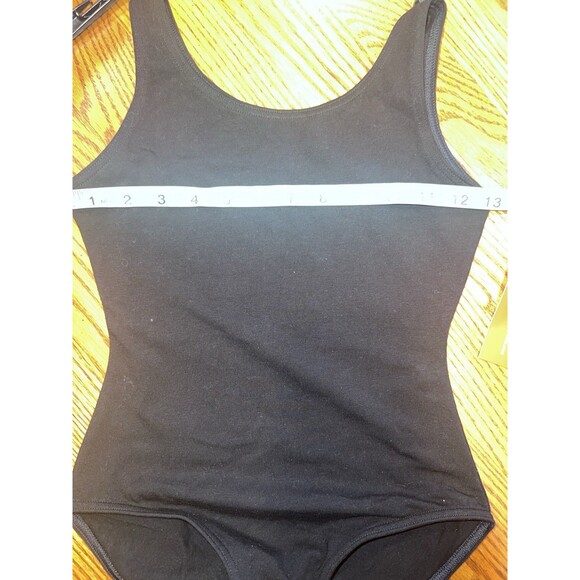 Capezio Tank Leotard Girls Black L 10-12 Ballet Legline Cotton Spandex Dance New - Picture 7 of 11